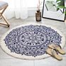 Nordic Ethnic Style Cotton Linen round Floor Mat for Living Room Bedroom Anti-Slip Doormat Tassels Boho Carpet