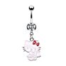 Nuoro Cute Cat Crystal Dangling Belly Button Ring with Women Kitty Cartoon Umbilical Stainless Steel Navel Piercing