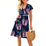 Office Lady Women Femal Ladies Short Sleeve Deep V Shirt Dress Midi Beach Dress Elegant Party Dress Vestidos