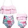 Parent-Child Print High Waist Bikini Mother and Daughter Swimwear