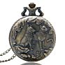 Retro Chinese Zodiac Design Pocket Watch Lucky Pendant Clock Old Fashioned Bronze Necklace Watch Fob Chain