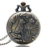 Retro Chinese Zodiac Design Pocket Watch Lucky Pendant Clock Old Fashioned Bronze Necklace Watch Fob Chain