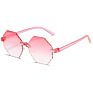 Rimless One Piece Jelly Candy Color Children's Glasses Kids Gradient Pink Irregular Sunglasses