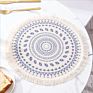 Round Placemats Boho Tassels Table Mats 13 Inch Black and Cream Cotton Woven Heat Proof Washable Circle Kitchen Placemats for T