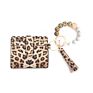Silicone Bead Pu Bracelet Card Holder Purse Leopard Print Tassel Wallet Leather Keychain