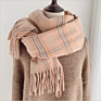 Simple Plaid Scarf for Autumn/ Women's Long Fringe Warm and Thick Cashmere Scarf