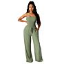 Solid Color Tube Top Wide Leg Jumpsuit One Piece High Waist Women Jumpsuit Pants