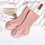 Solid color turn cuff baby booties socks with anti slip