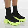 Solid Knitted Ankle Ladies Boots Upper Sock Boots for Women