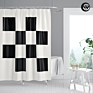 Sublimation Geometry Pattern Bathroom Shower Curtain, Washable 100% Polyester White Bathroom Curtains/