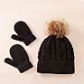 Three-Piece Scarf Hat Set Baby Girls Children Pompon Beanies Knitted Hats Kids Warm Wool Crochet Caps Unisex