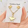Trending Stainless Steel Irregular Design Geometric Animals Necklace Set Two-Piece Earring Necklaces Sets
