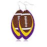 Trending Unique Rugby Football Sports Earings Water Drop Glitter Leather Teardrop Earrings Women