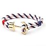 Unisex Couple Handmade Jewelry Multi Double Layer Woven Nylon Rope Hook Gold Plated Anchor Rope Bracelet