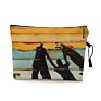 Vintage Beach Scenery Print Women Travel Storage Bag Linen Cloth Toiletries Organize Cute Cosmetic Bag Portable Make up Pouch
