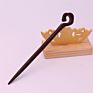 Vintage Retro Chinese Black Wooden Sandalwood Carved Long Horn Fork Pen Hairpin Wood Chopsticks Hair Sticks Pins Picks for Women