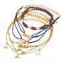 Vriua Charm Beads Bracelets Women Bohemia Vintage Feather Disc Tassel Bracelet & Bangle Set Jewelry Wood Layer Crystal