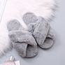 Warm Crossed Faux Fur Indoor Slippers Wholesales Women Stitched Fuzzy Outdoor Ladies Faux Fur Bedroom Fur Slippers for Women