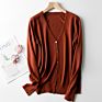 Women Autumn/ Knit Cardigan with Button Solid Color V-Neck Slim Ladies Wool Designer Outer Sweater