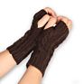 Women Warm Knit Fingerless Gloves Hand Crochet Thumbhole Arm Warmers Mittens