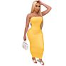 Women's Basic Sleeveless Tube Top Strapless Bodycon Midi Club Dress