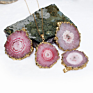 Women's Natural Raw Sliced Druzy Stone Agate Crystal Pendant Necklace Sunflower Necklace