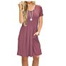 Women's Short-Sleeved Pleated Loose Skirt Casual Dress