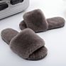 Women's Soft Indoor Home Fluffy Fuzzy Sheep Slippers Real Wool Fur Sheepskin Open Toe Fur Slides Slippers