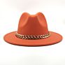 Womens's Hat Wide Brim Thick Gold Chain Band Classic Black Beige Felted Cap Panama Cowboy Jazz Men Caps Luxury Fedora Women Hats