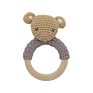 Wood Baby Teether Handmade Crochet Dog Rattle Wood Ring Baby Toys Animal Teething Toy Baby Wooden Teether