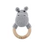 Wooden Ring Crochet Bunny Bear Fox Elephant Deer Giraffe Animal Crochet Rattle Teething Toy