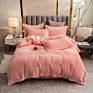 American Style Fleece Light Gray Velvet 4Pcs Bed Set