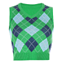 Arrivals Spring Fall Casual Crop Women V-Neck Sleeveless Ladies Plaid Knit Argyle Sweater Vest