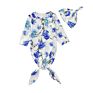 Baby Girls Floral Print Soft and Cute Design Knot Gown Romper with Hat Sleeping Bag Clothes Baby Gown