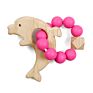 Baby Teething Toys Rattle Soft Bpa Free Cartoon Wood Baby Teether Ring Kids Food Grade Silicone Teether