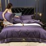 Beauty Luxury Wedding Embroidery Solid Color Bridal Bed Sheet 100% Cotton King Size 4 Pcs Satin Red Bedspreads Bedding Set