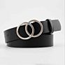 Belts for Women Double Ring Belt Pu Leather Metal Buckle Waist Belt Female Ladies Casual Dress Jeans Wild Waistband