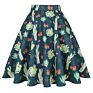 Black Rose Printed Floral Skirt High Waist Women Cotton 50S 60S Punk Flare Retro Vintage Skirt Vd0020