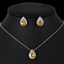 Bridesmaid Wedding Jewelry Sets 2Pcs Water Drop Zircon Pendant Necklaces Stud Earrings Bridal Party Set