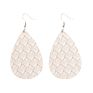 Creative Handmade Light Weight Flower Print Teardrop Earrings Leather Earrings for Women Party Wedding Jewelry