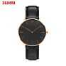 Customized Logo Classical Ultra Thin Minimalist Simple Design 40Mm 36Mm Rose Gold Case Black Leather Strap Mens Watch