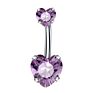 Cute Shining Multicolor Crystal Belly Ring Bling Belly Rings Double Heart Belly Rings Body Piercing