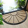 Dropshipping Half round Black Border Coco Doormat Heavy Duty Doormat Rubber-Backed Natural Coir Doormat