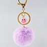 Fur Ball Keyring Imitation Faux Rex Rabbit Fur Ball Keychain Creative Car Key Chain Acrylic Smiley Hair Ball Pendant