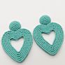 Handmade Boho Style Colorful Big Heart Shape Seed Bead Earrings for Women Jewelry