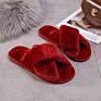 Home Slippers Shoes Ladies Cross Soft Plush Furry Female Open Toe Slides Women Warm Faux Fur Slippers