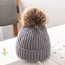 Kids Warm Embroidered Knitted Beanie Cap with Pom Pom