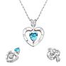 Krkc Women Jewelry 925 Sterling Silver 18K White Rose Gold Plated Garnet Gemstone Heart Shape Pendant Heart Necklaces