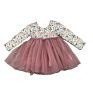 Lz Children Pink Rainbow Printing Tutu Dress for Kid Valentines Day Longsleeve Baby Girl Dress Party Dresses
