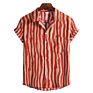 Men Striped Shirt Casual Lapel Neck Short Sleeve Button Shirt Chic Loose Blouse